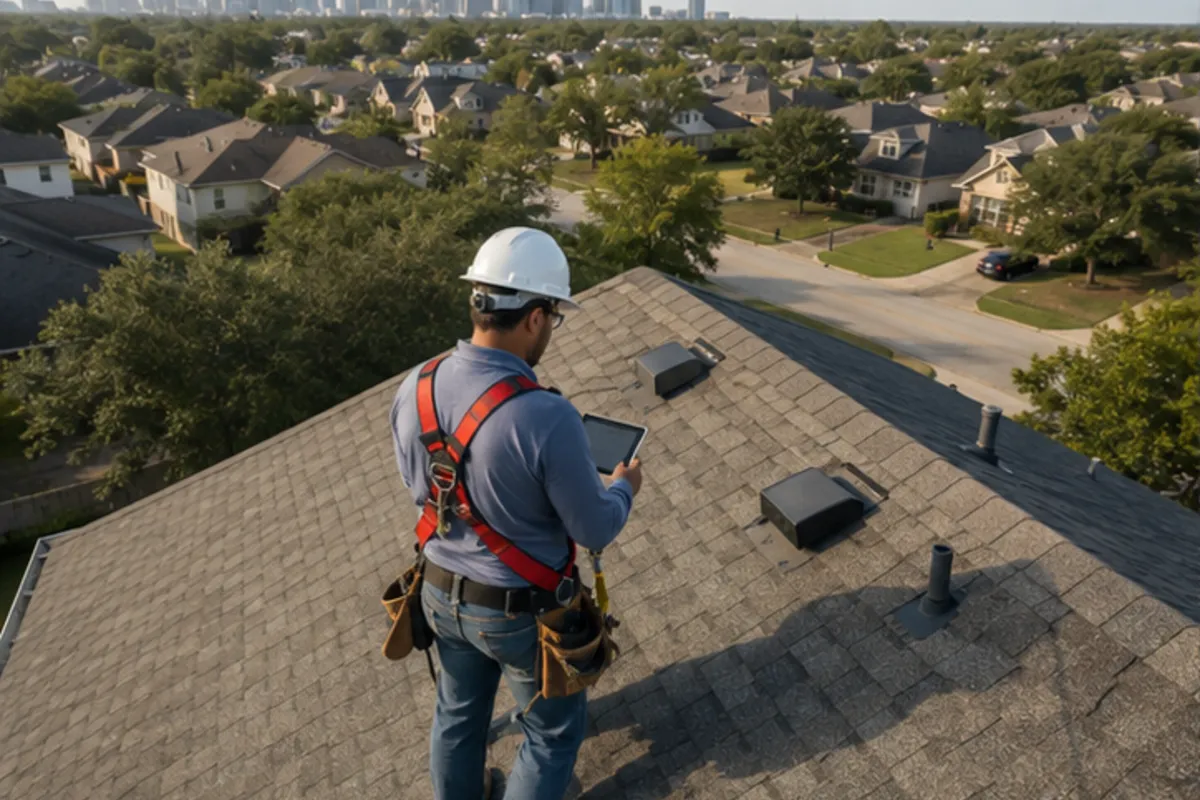 Houston roofing contractor documenting a residential roof condition
